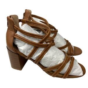 Market & Spruce NWOT Braided Strappy Block Heels Sandals SZ 11